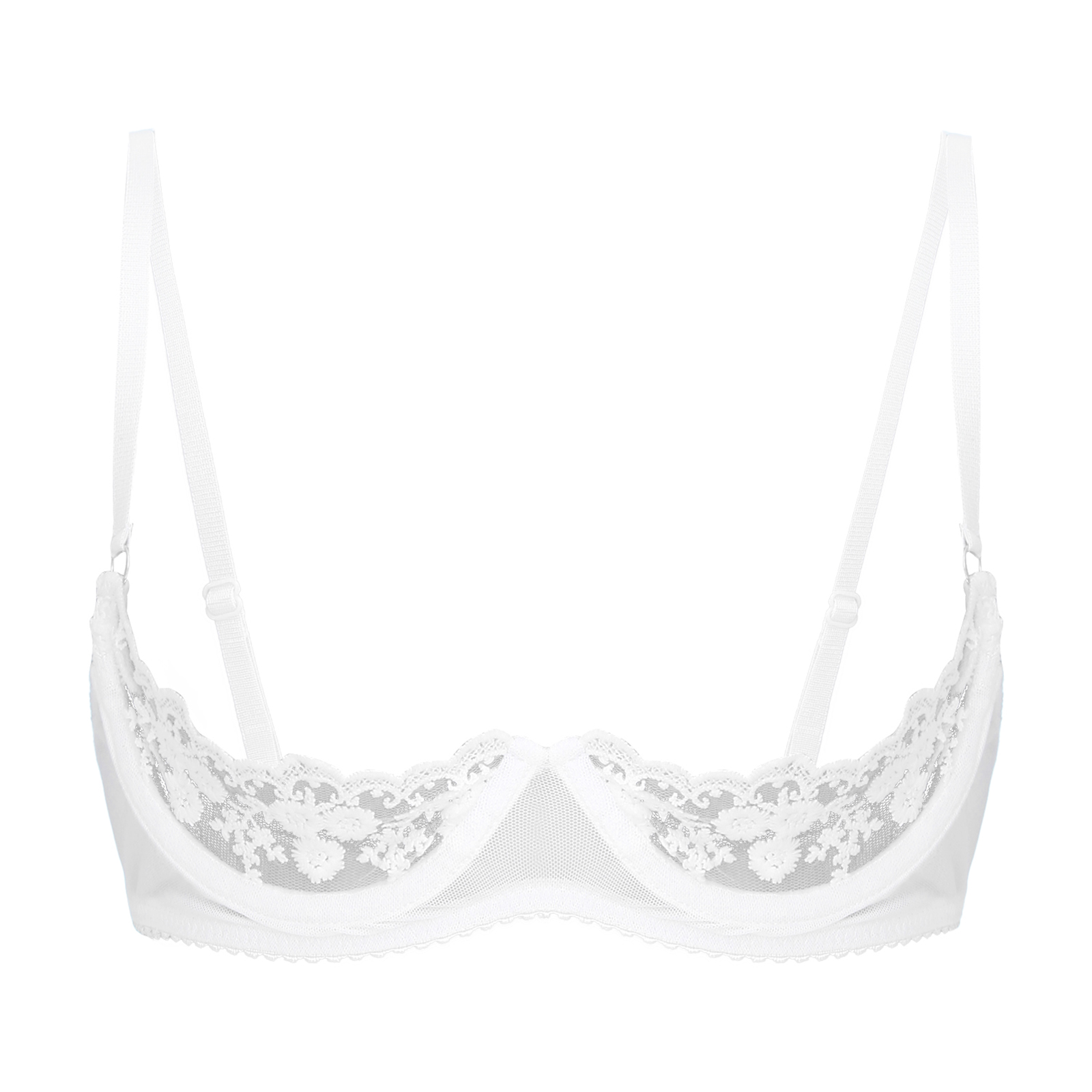 Bralette Triangle Set - Women's Floral Lace Quarter Cups Underwired