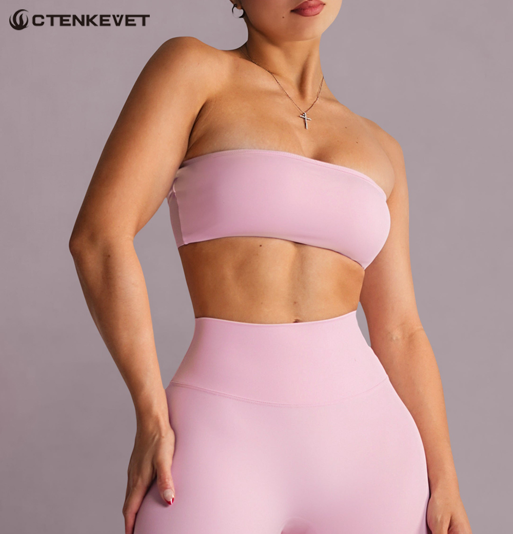 Crop Top Crochet - Strapless Sports Bra Gym Crop Top