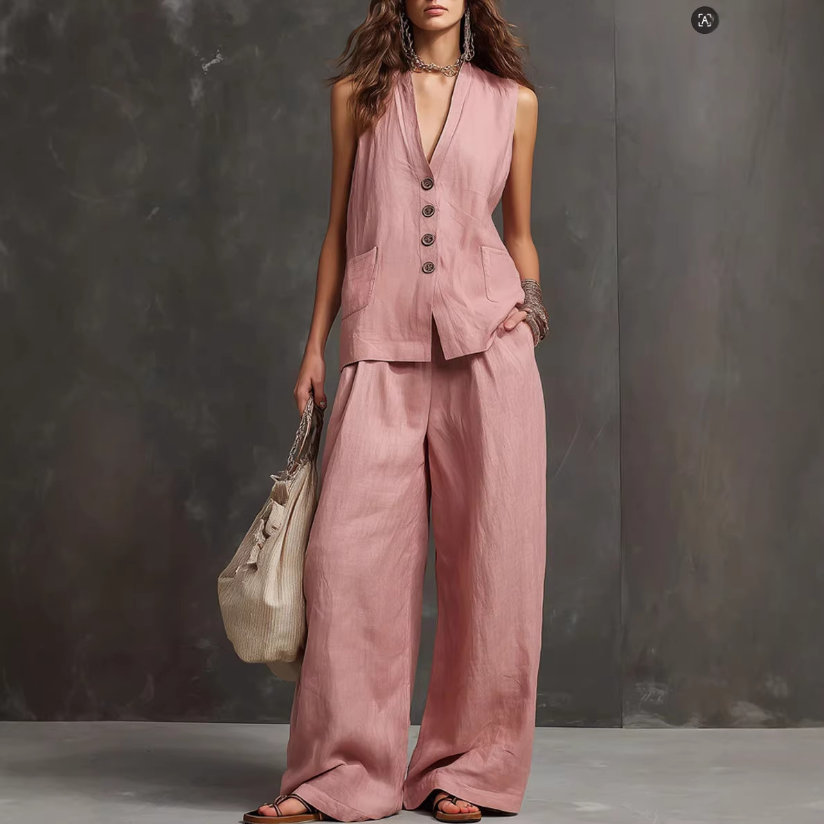Linen Pant Wide - 2026 summer women's clothing lazy style