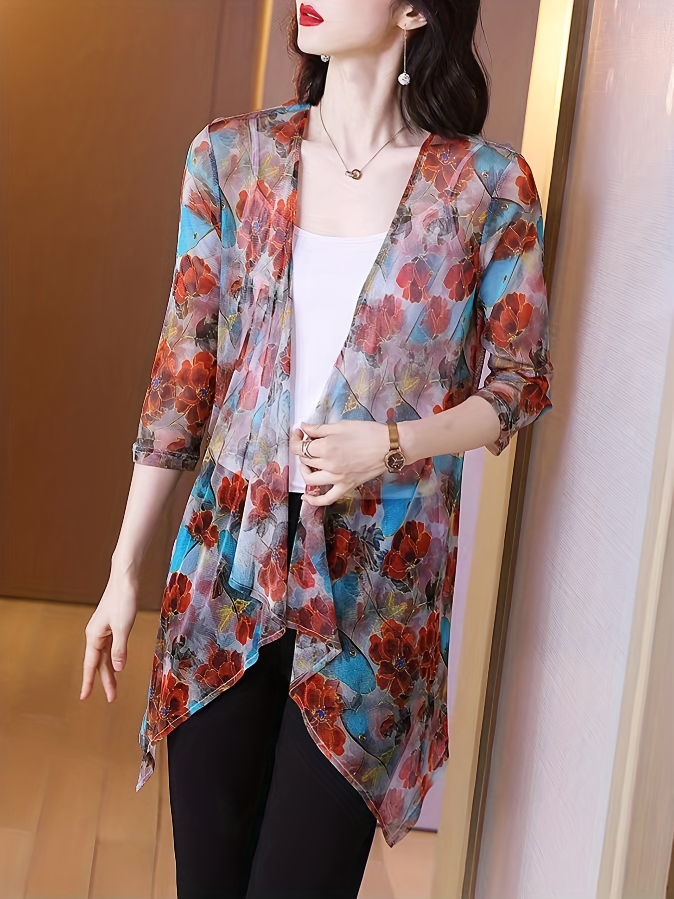 Women's Elegant Sheer Mesh Car - Kimono Sheer Floral review and price