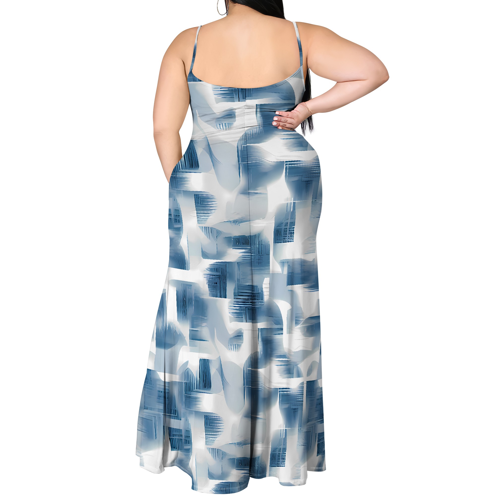 Plus Size Abstract Stripe Prin - Maxi Dress Halter review and price