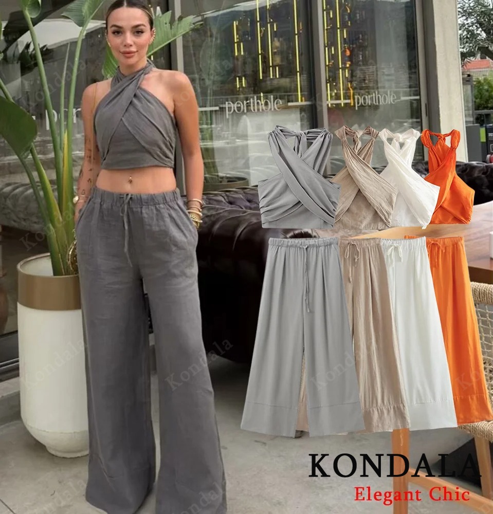 KONDALA Sexy Casual Crossover  - Linen Pant Wide review and price