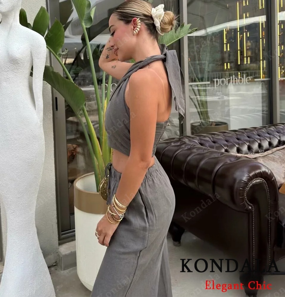 KONDALA Sexy Casual Crossover  - Linen Pant Wide review and price