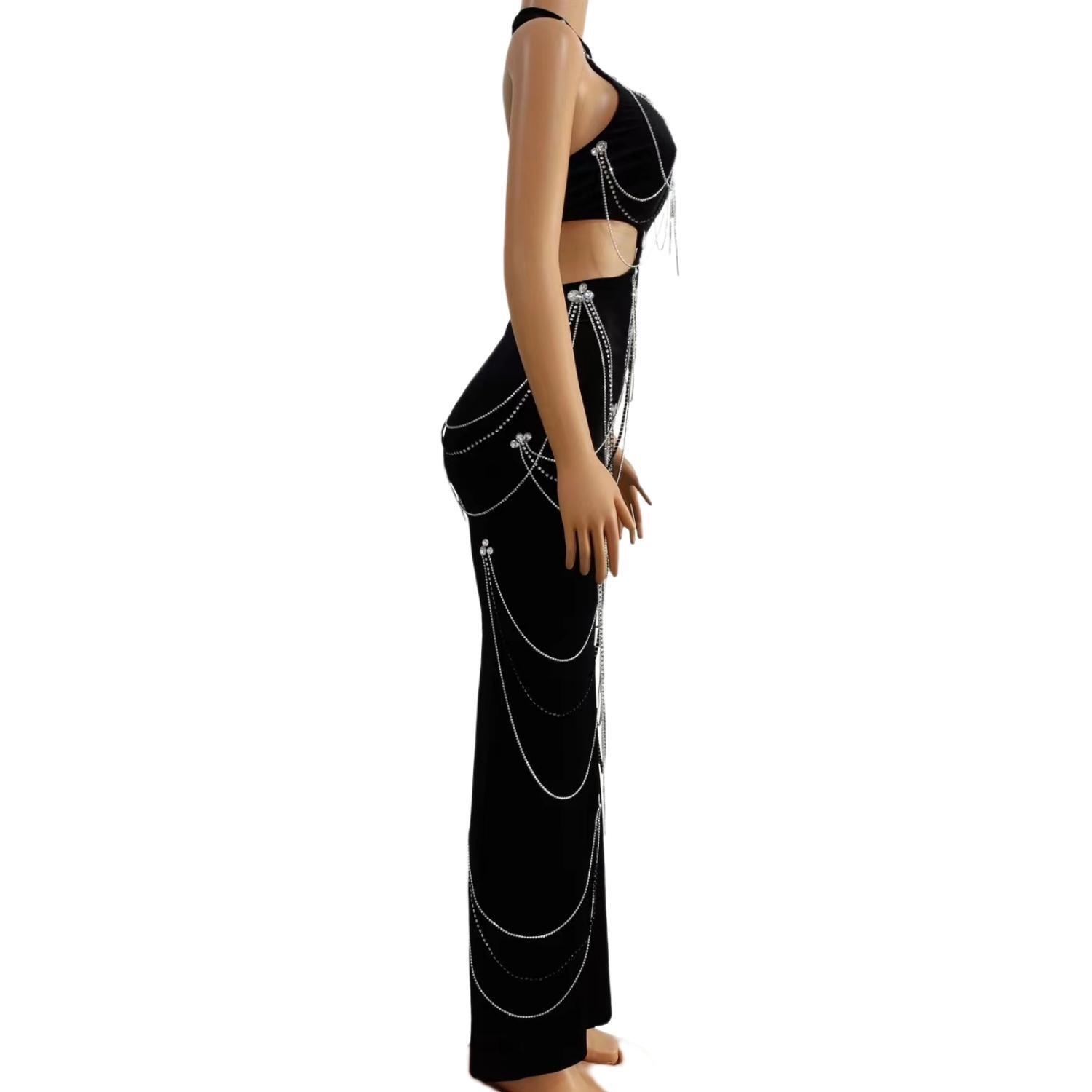 Zuanlianhei Luxury Black Velve - Maxi Dress Halter review and price
