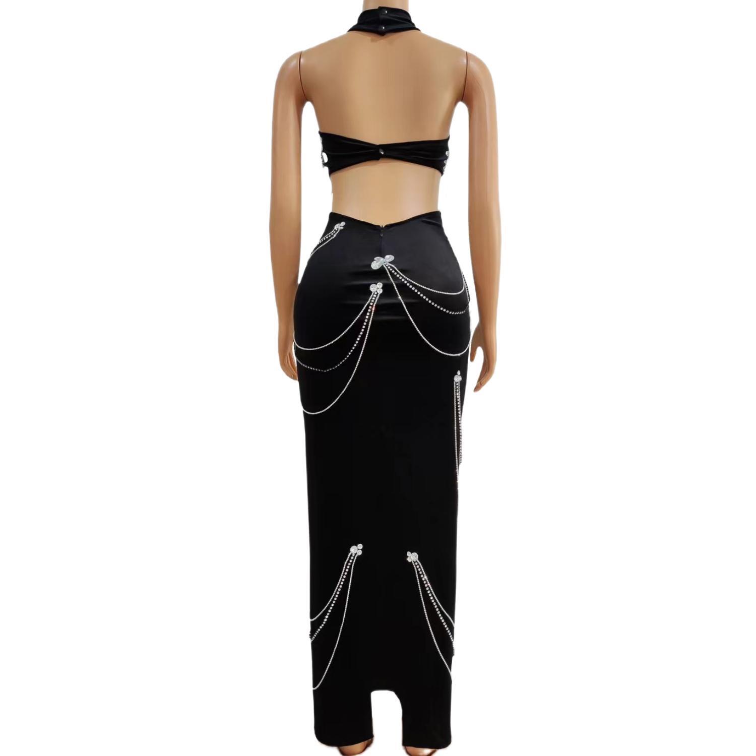 Zuanlianhei Luxury Black Velve - Maxi Dress Halter review and price