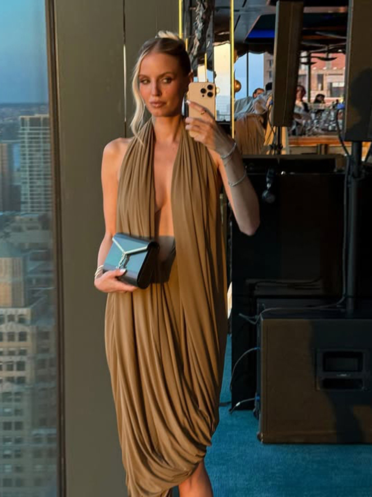 Nibber Ruched Halter Maxi Dres - Maxi Dress Halter review and price