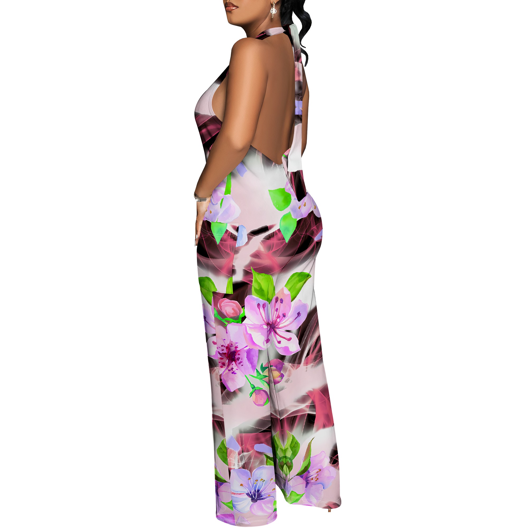 Floral Print Halter Jumpsuit - - Romper Floral Print review and price