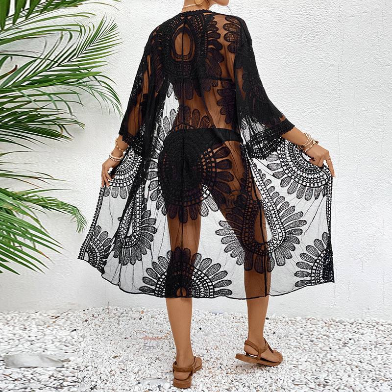 Lace Embroidered Lightweight K - Kimono Sheer Floral review and price