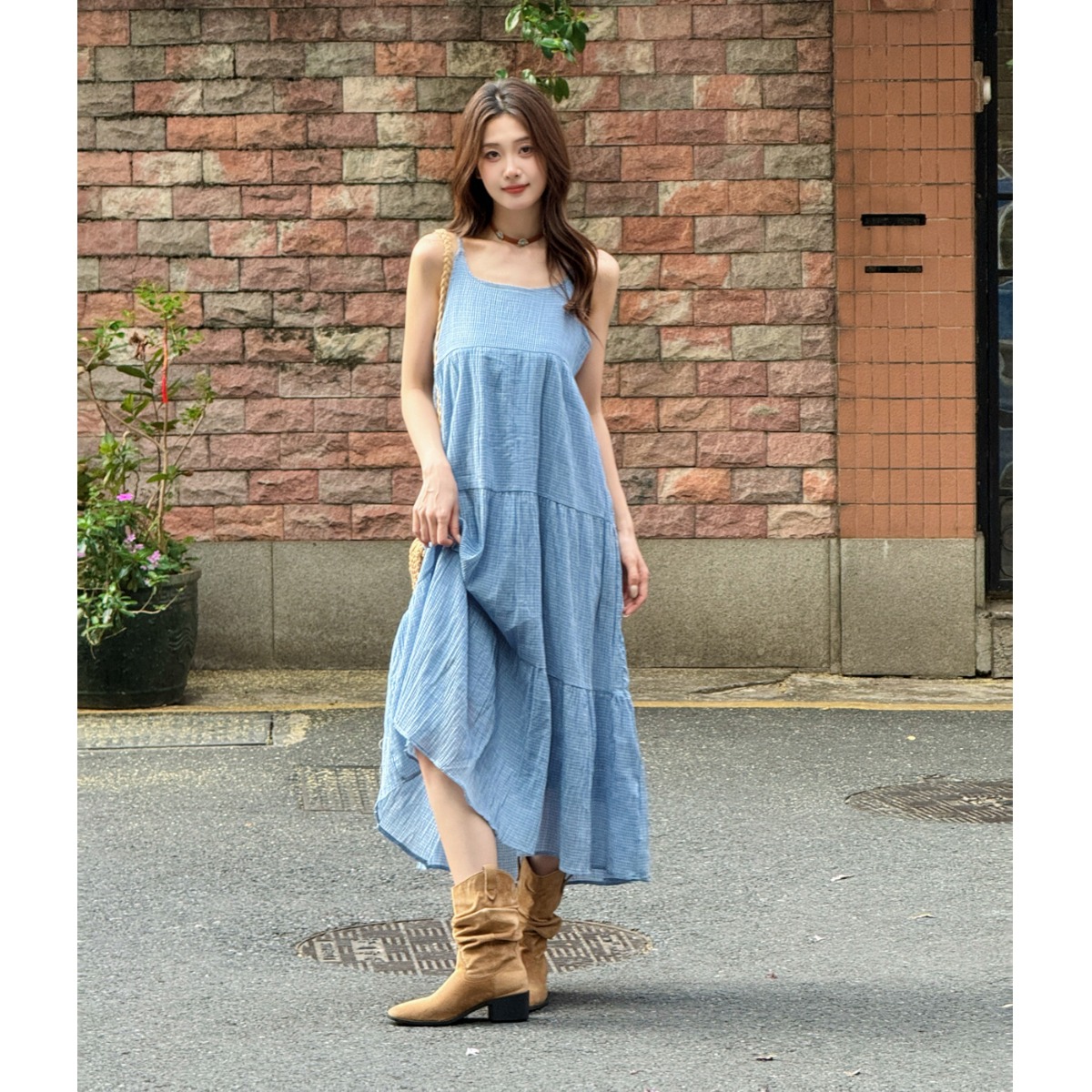 Elegant Blue Plaid Cotton Line - Linen Dress Wrap review and price
