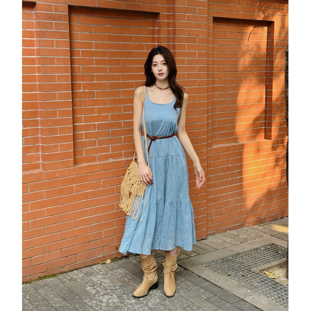 Elegant Blue Plaid Cotton Line - Linen Dress Wrap review and price