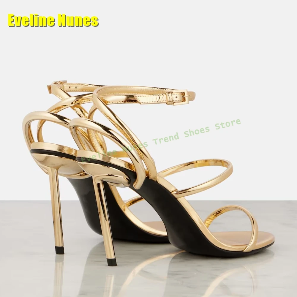 Golden Strappy Metallic Leathe - Sandal Strappy Heeled review and price