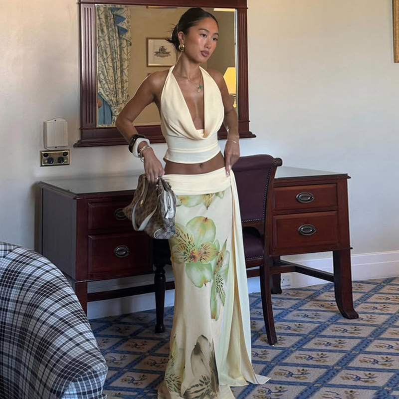 TARUXY Sexy Long Skirt Two Pie - Maxi Dress Halter review and price