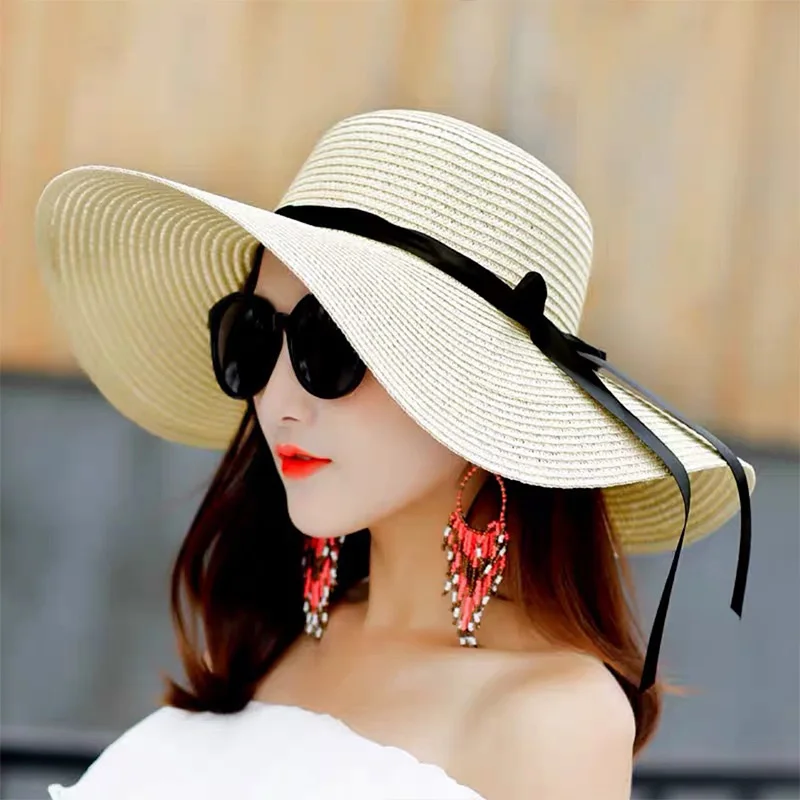Summer Women Straw Hat Bowknot - Hat Floppy Wide review and price