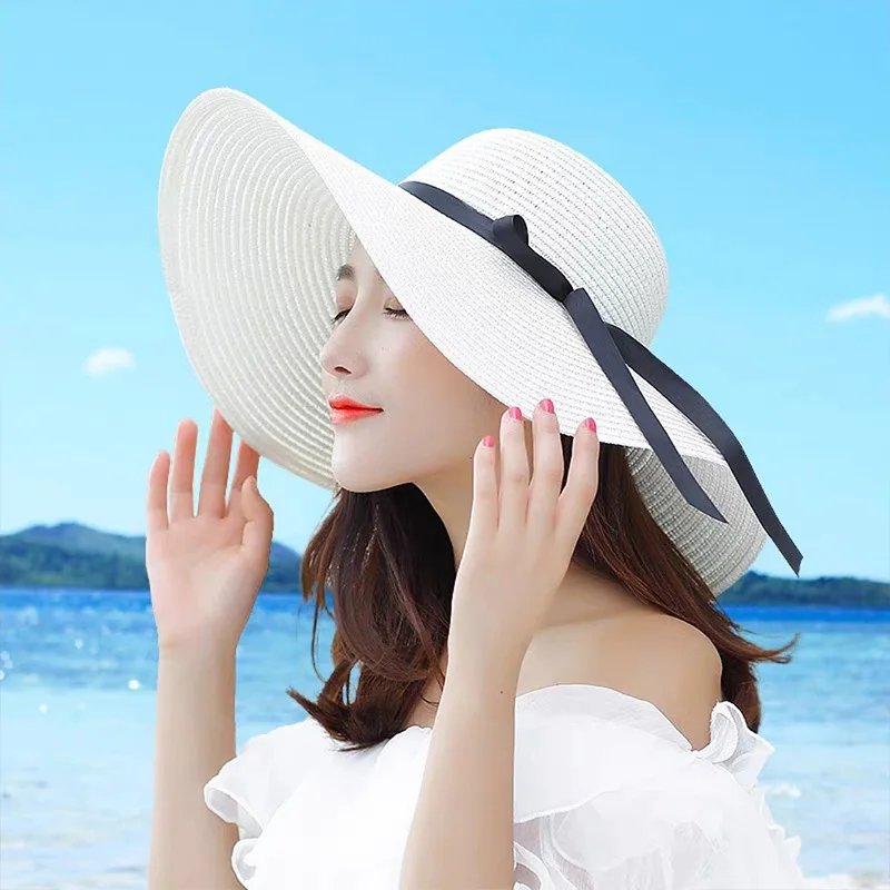 Summer Women Straw Hat Bowknot - Hat Floppy Wide review and price