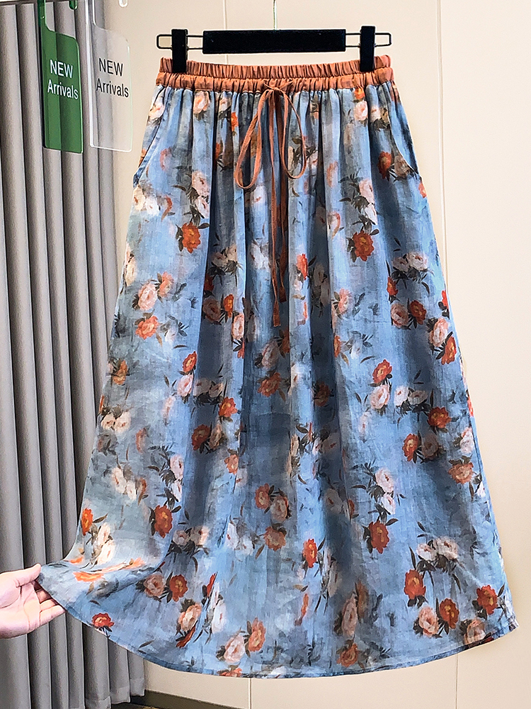 Fashionable Artistic Large Siz - Midi Skirt Floral review and price