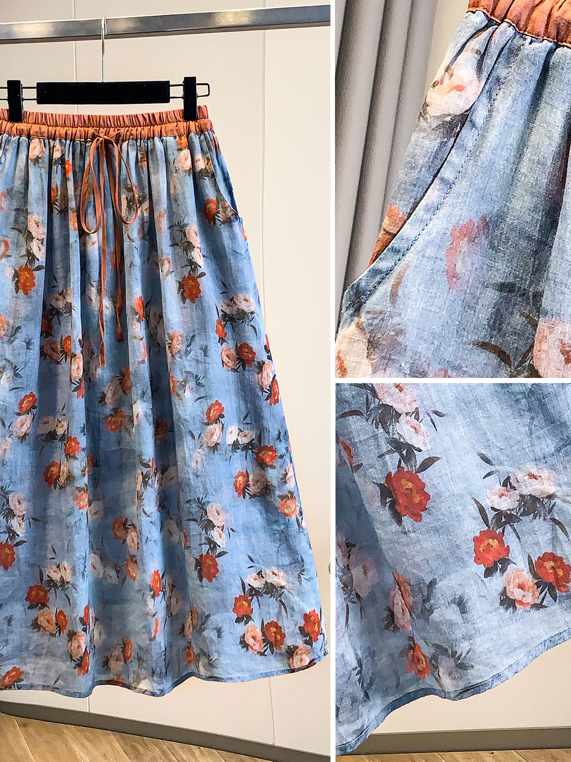 Fashionable Artistic Large Siz - Midi Skirt Floral review and price