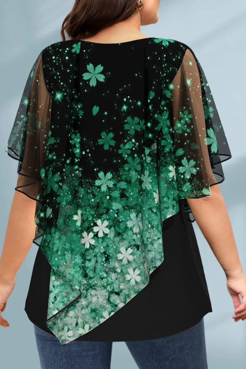 Women's Plus Size Blouse Chiff - Romper Floral Print review and price