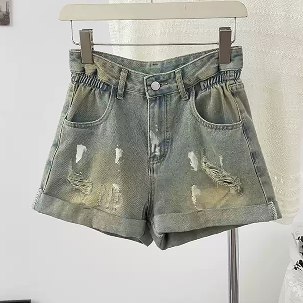 American Retro Denim Shorts Wo - Shorts Denim Frayed review and price