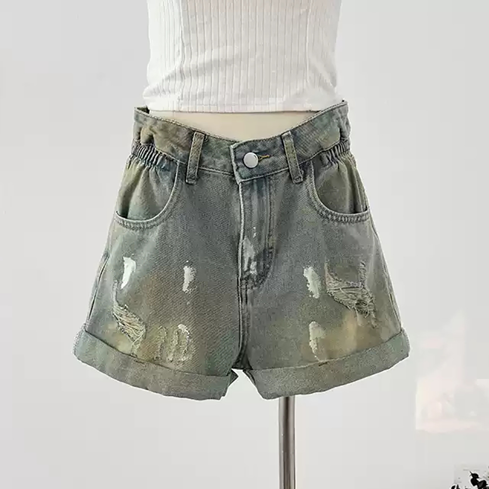 American Retro Denim Shorts Wo - Shorts Denim Frayed review and price
