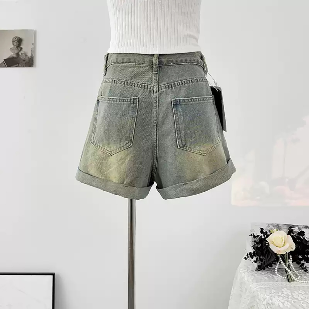 American Retro Denim Shorts Wo - Shorts Denim Frayed review and price