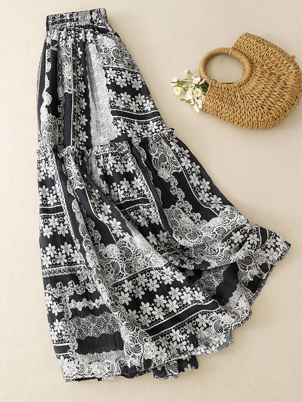 Artistic Print Midi Skirt High - Midi Skirt Floral review and price