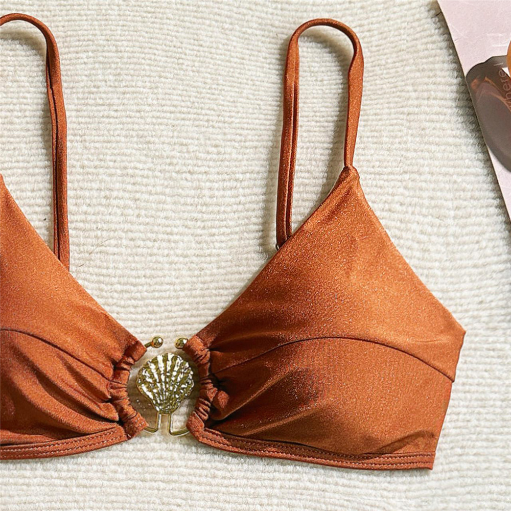 Metal Shell Ring Swimwear Sexy - Swimsuit Bikini Ruched review and price