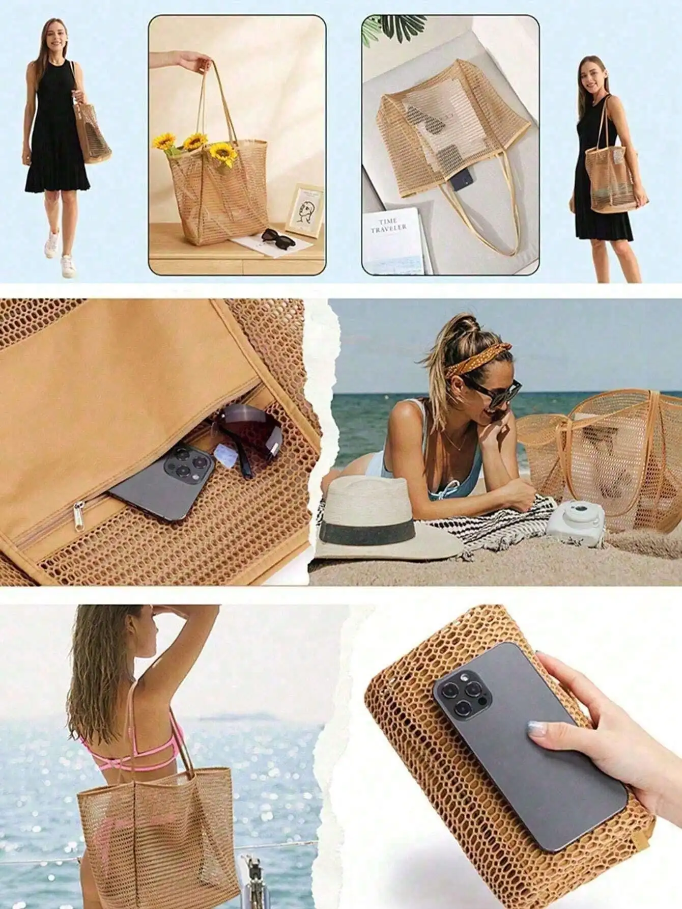 1pc Mesh Beach Tote Bag, Outdo - Tote Bag Beach review and price